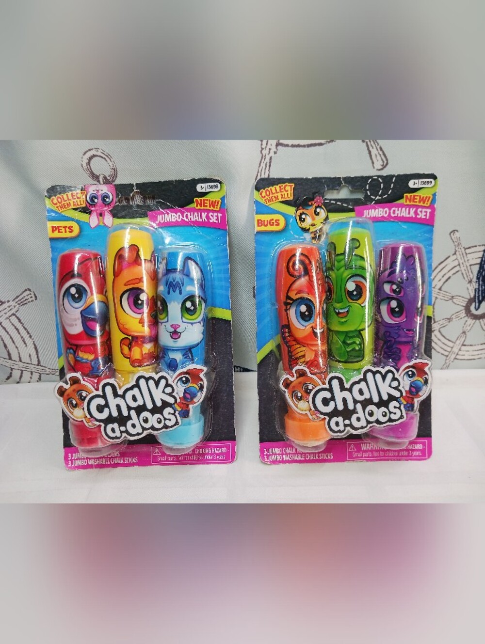 2 Sets- "Chalk A Doos" Refillable Chalk Holders / Pets,Bugs
